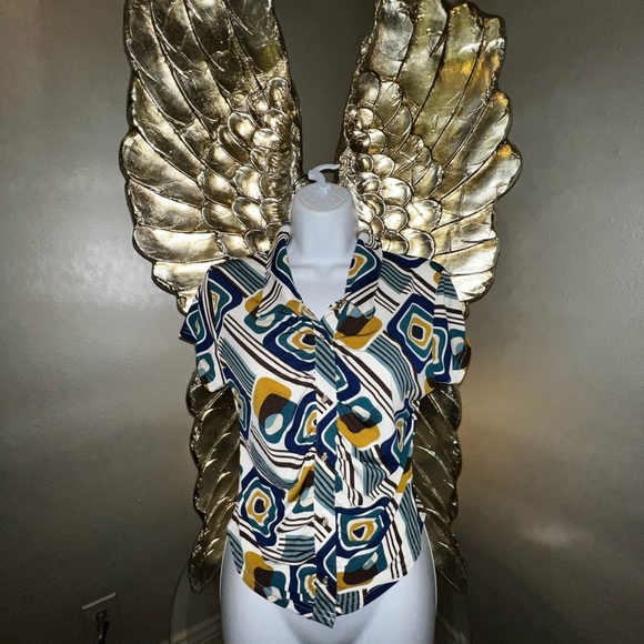 L.I.F.E. Love Is For Eternity 90s Y2K Retro Swirl Print Blouse Top Size M - Picture 3 of 12